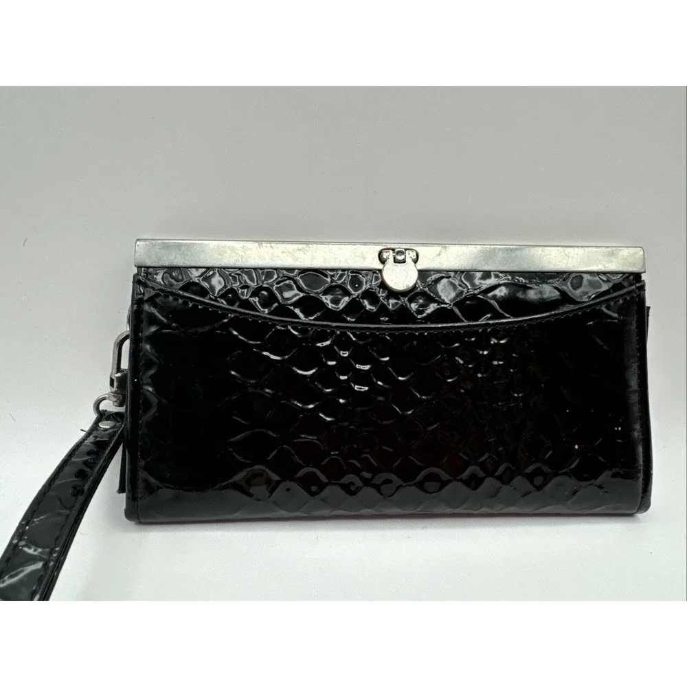 Fashion Elegant Black Faux‎ Leather Clutch Wristlet Cardholder Wallet